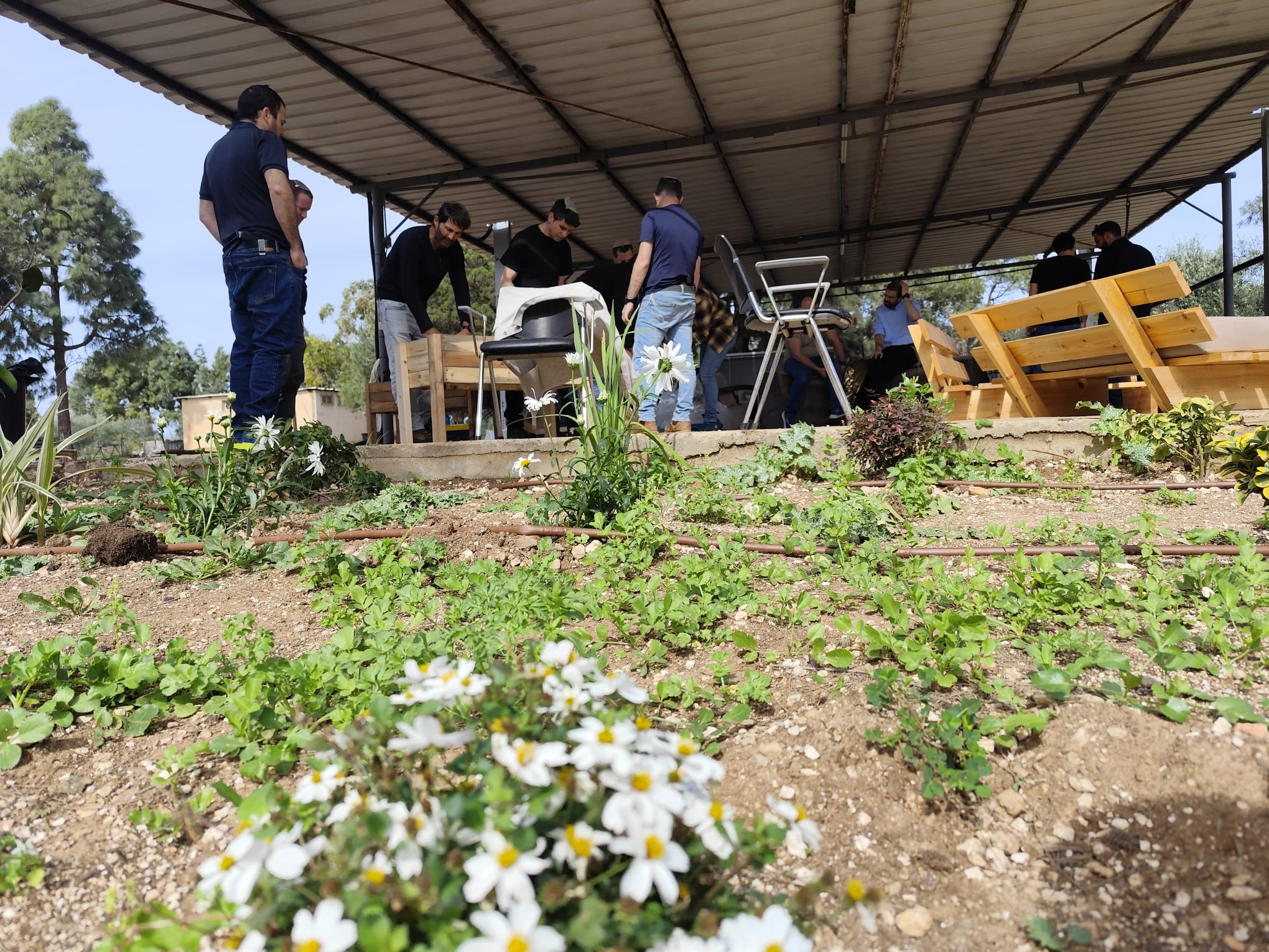 Group carrying out garden work at Kfar Sarah